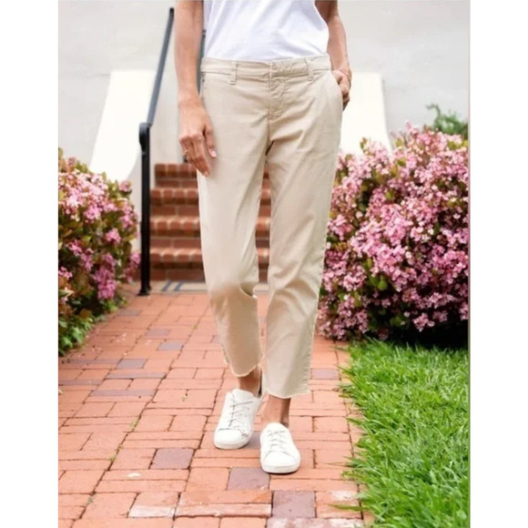 NWOT Frank & Eileen Wicklow Italian Pants Trousers Khaki Raw Hem